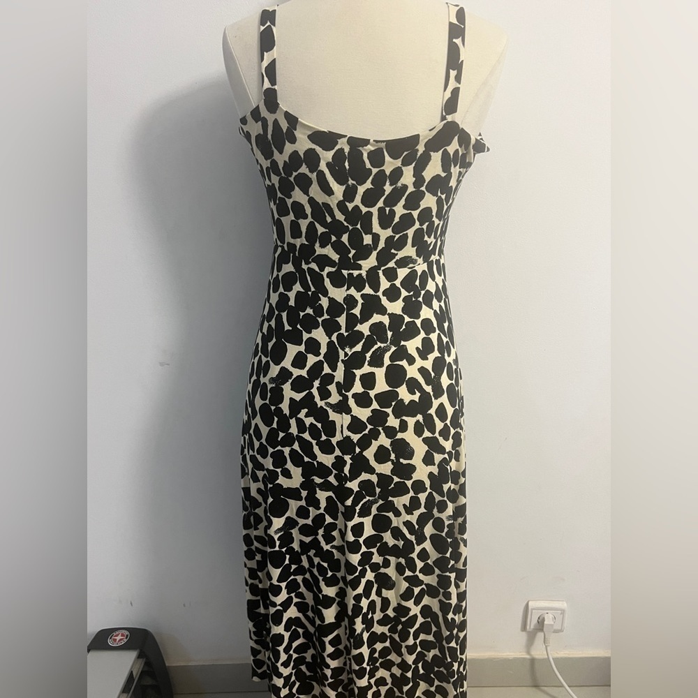 H&M NWT leopard tie front slinky midi dress size Large - Picture 5 of 6